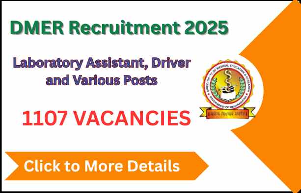 DMER Recruitment 2025 Apply for 1107 Laboratory Assistant, Driver and Various Posts